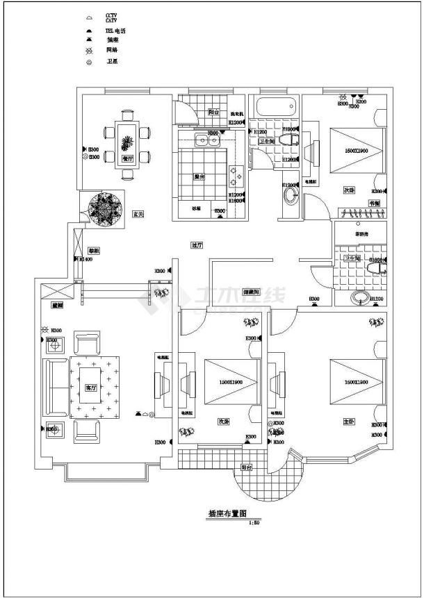 某城市天河家園室內(nèi)裝修工程設(shè)計(jì)圖紙