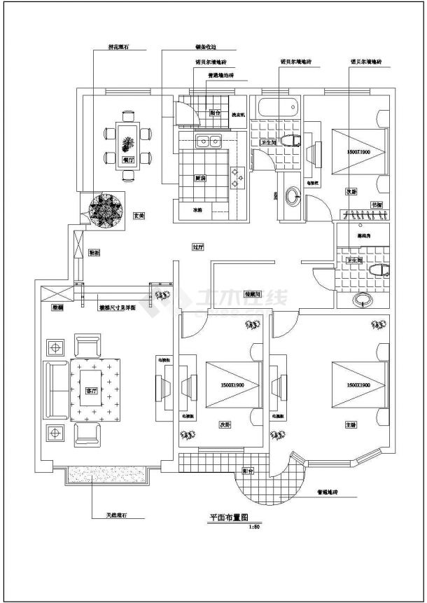 某城市天河家園室內(nèi)裝修工程設(shè)計(jì)圖紙